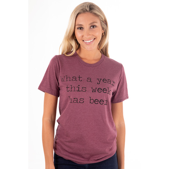 Heather Maroon "What a Year" Graphic Tee - S - Picture 3 of 8